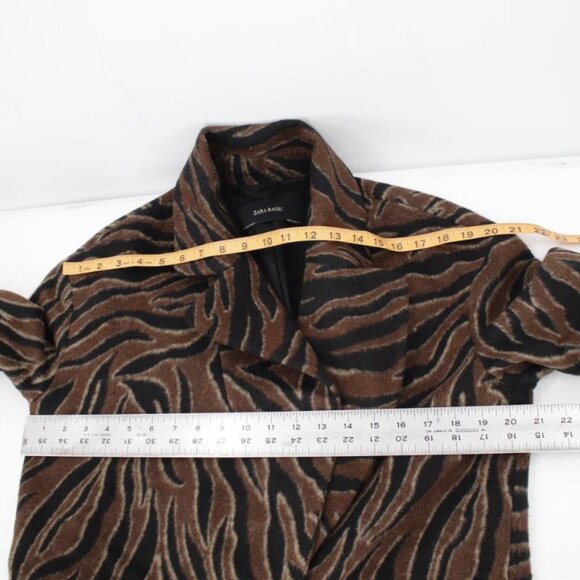 NWT Zara overcoat womens XS double breasted animal print straight cut coat - Picture 12 of 16